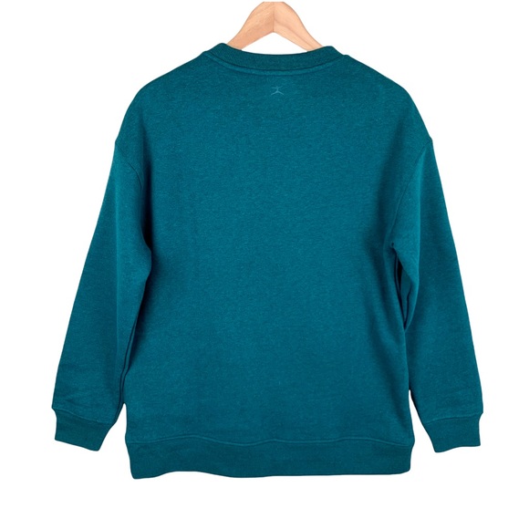 Danskin Teal Oversized Crewneck Pullover Kangaroo Pocket Sweatshirt Size Small - Picture 2 of 8